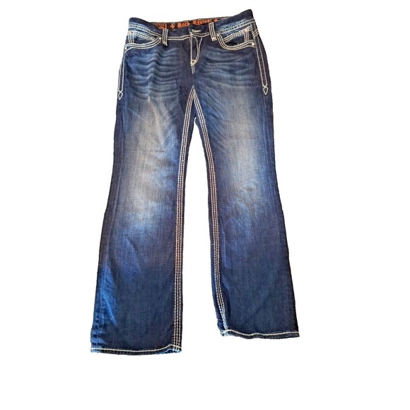 Rock Revival Jeans Liz Easy Boot Stretch Rhinestones Women Size 34 - Picture 2 of 11